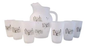 1950s Japanese Frosted Glass Juice Set - 7 Pieces