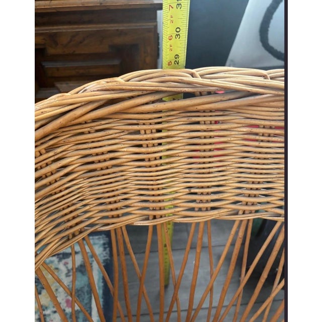Wood 1970s Sculptural Wicker Barrel Chairs - Pair Vintage For Sale - Image 7 of 12