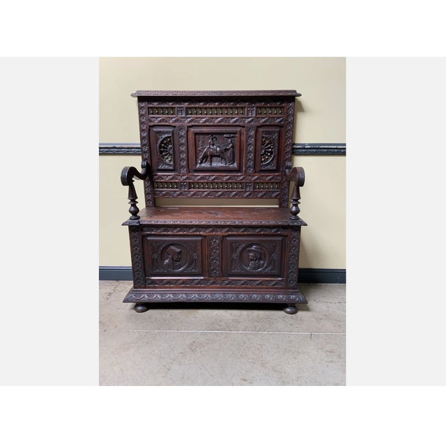 Antique Breton Chest Bench, 1880 For Sale - Image 11 of 11