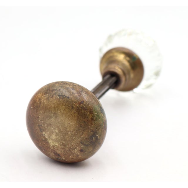 Brass Vintage Passage Traditional Brass & Glass Door Knob Set For Sale - Image 8 of 11
