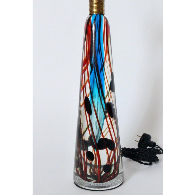 Mid 20th Century Fulvio Bianconi Style Murano Blue Art Glass Table Lamp For Sale - Image 9 of 12