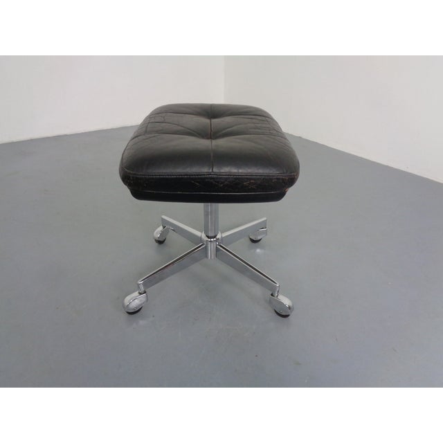 Rollable and Adjustable Leather Stool, Germany, 1960s For Sale - Image 6 of 18