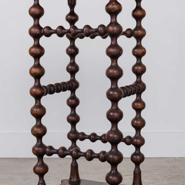 Brown 1940s Tall French Bobbin Wood Side Table For Sale - Image 8 of 11