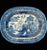 Chinoiserie Antique English 19th Century Blue & White Chinoiserie Stoneware Willow Pattern Large Platter For Sale - Image 3 of 10