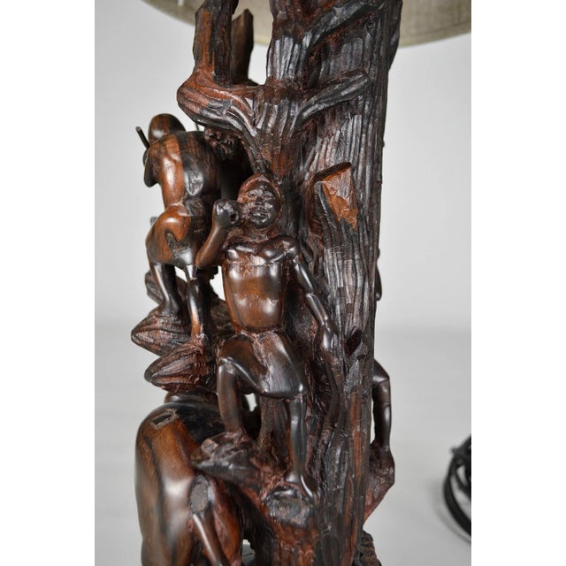 Carved Ebony Table Lamp, 1950s For Sale - Image 15 of 18