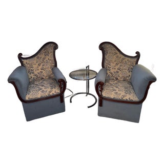 Two Mohair Fireside Art Deco Armchairs by James Mont Circa 1940 Featured in New York Times Magazine For Sale