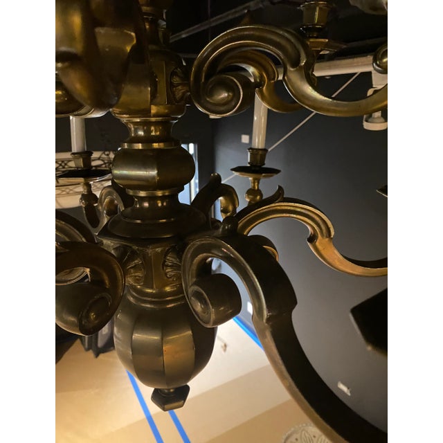 Brown 1920s Dutch Bronze Chandelier For Sale - Image 8 of 12