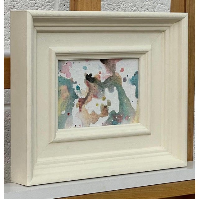 Miniature Abstract Study on White Canvas by Contemporary British Artist, Angela Wakefield Art measures 7 x 5 inches Frame...