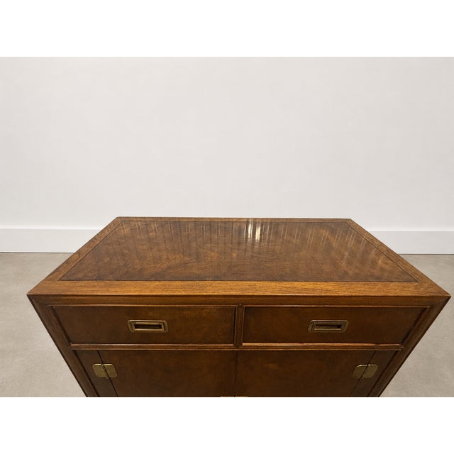 1960s Vintage Drexel Heritage Campaign-Style Armoire Cabinet With Brass Accents For Sale - Image 5 of 8