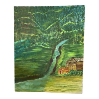 Fredrix Since 1868 "Mountain Stream" Original Acrylic Painting by “Toby”, Unframed Canvas For Sale