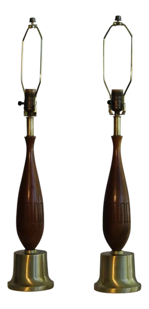 Gerald Thurston Style Walnut Table Lamps