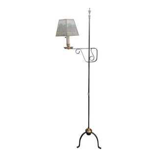 Vintage Late 20th Century Batts Iron and Brass Floor Reading Lamp For Sale