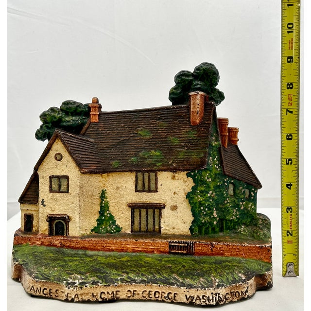 Rare & Large Antique Sulgrave Manor George Washington Ancestral Home Cast Iron Doorstop by Greenblatt Studios - Dated 1925 For Sale - Image 16 of 18