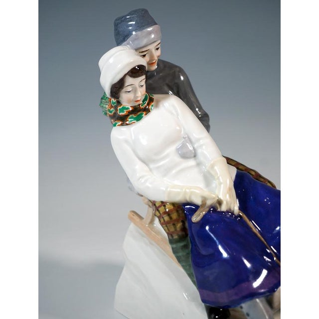Art Nouveau Tobogganers Figure Group by Alfred Koenig for Meissen, Germany, 1912 For Sale - Image 5 of 8