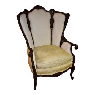 1940s Antique Ornate Two Tone French Style Parlor Chair For Sale