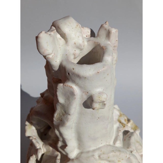 Ivory Sculptural Glazed Ceramic Vase 'La Demoiselle D’Avignon' by Diane Grant For Sale - Image 8 of 9