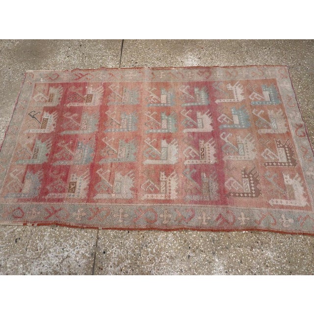 Galerie Shabab Collection Mid-20th Century Turkish Anatolian Throw Rug For Sale - Image 4 of 8