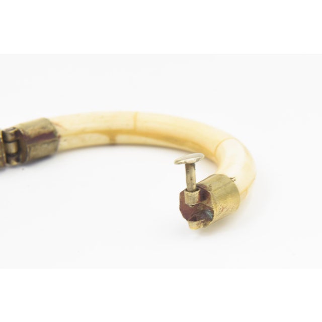 1970s 1970s Bone Bangle Bracelet With Gold-Tone Accents For Sale - Image 5 of 10