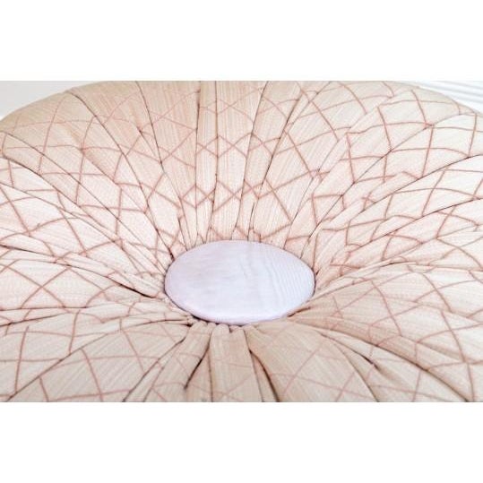 Wood Contemporary MacKenzie-Childs Whimsical Tufted Silk & Cotton Tuffet Ottoman For Sale - Image 7 of 11