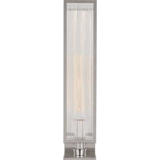 York 24" Single Box Sconce in Polished Nickel with Clear Ribbed Glass Designer: Barbara Barry Finish: Polished Nickel...