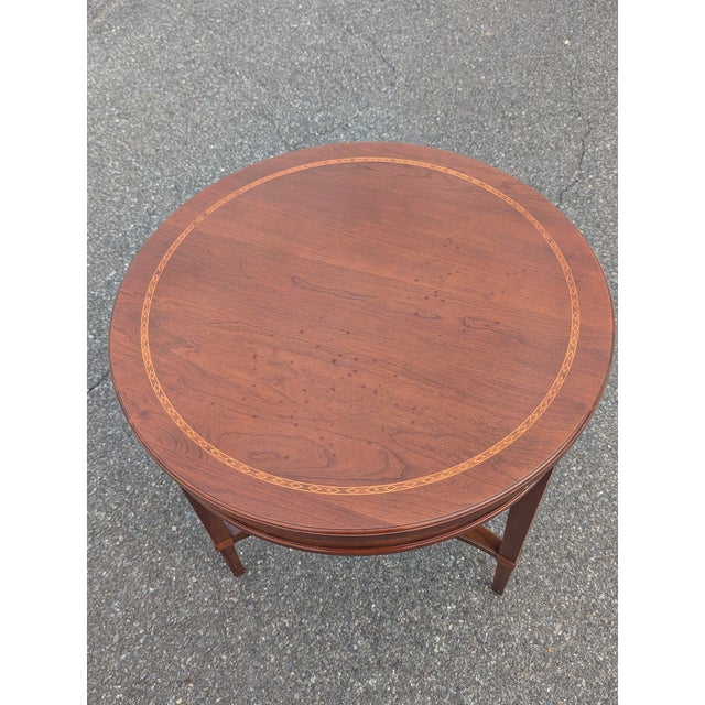 Late 20th Century Stickley Edwardian Mahogany Round Occasional Table For Sale - Image 12 of 15