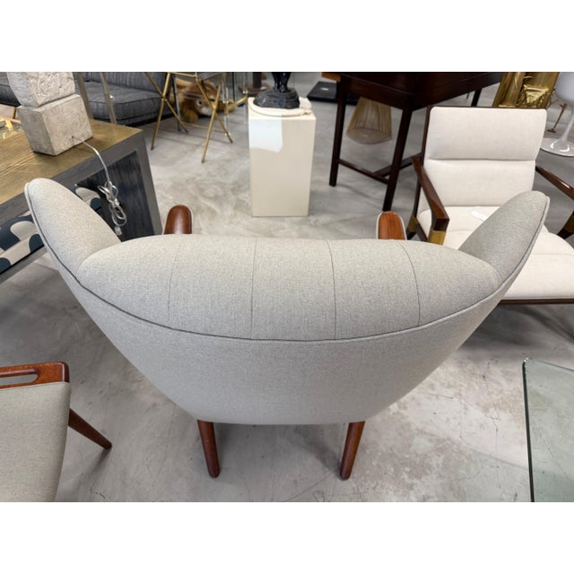 Early 20th Century Early 20th Century Hans Wegner Papa Bear Chair and Ottoman by AP Stolen Reupholstered For Sale - Image 5 of 17