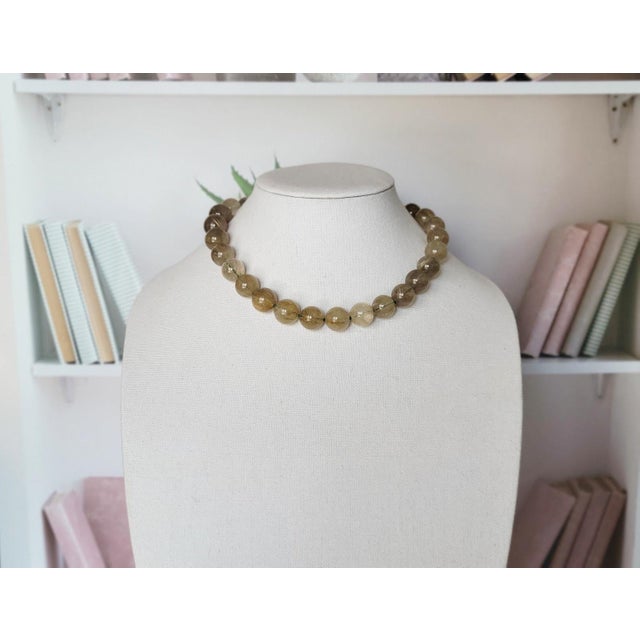 Rutilated Quartz & Turquoise Beaded Necklace by Noblesse Oblige Studio, 18" For Sale In Cleveland - Image 6 of 13