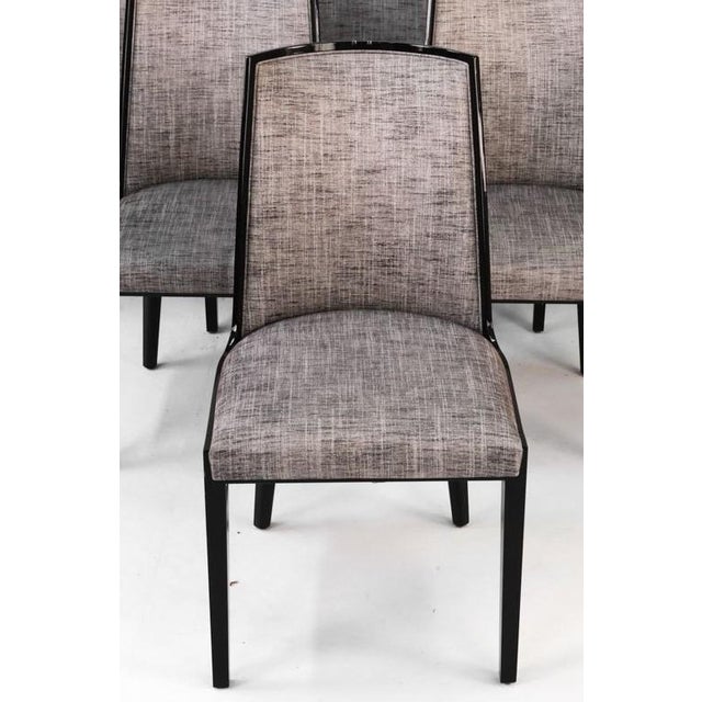 An absolutely fabulous set of 6 Pietro Costantini fine Italian dining chairs. The chairs are finished in a black lacquer...
