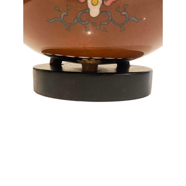 Antique Cloisonné Enamel Footed Ginger Jar Table Lamp For Sale - Image 11 of 12