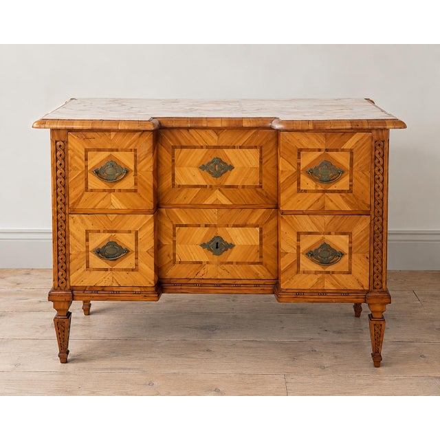 French 18th Century German Louis XVI Period Cherrywood Parquetry Commode, Circa 1780 For Sale - Image 3 of 8