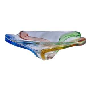 Multicolored Hand Blown Murano Glass Dish For Sale