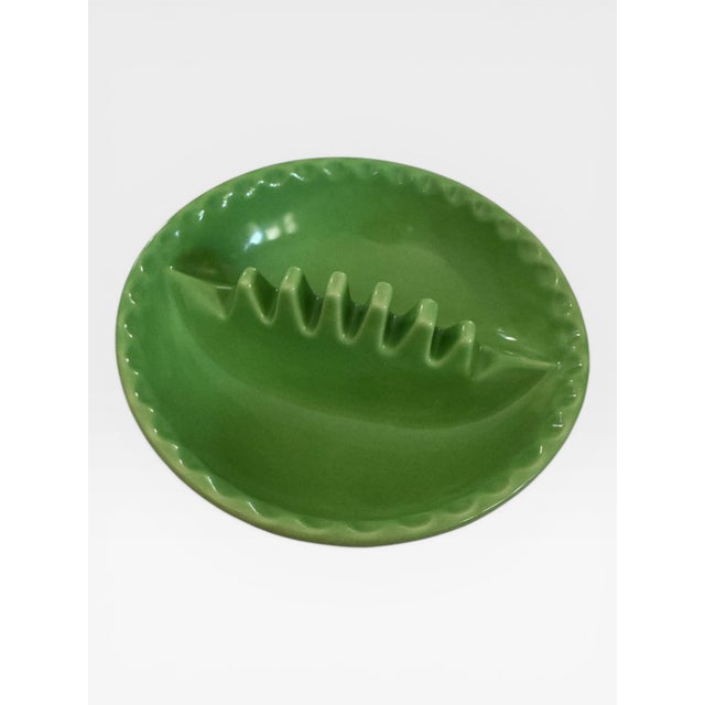 Mid-Century Modern 1940s Coors Pottery Anholt Chartreuse Ceramic Ashtray Catch-All For Sale - Image 3 of 8