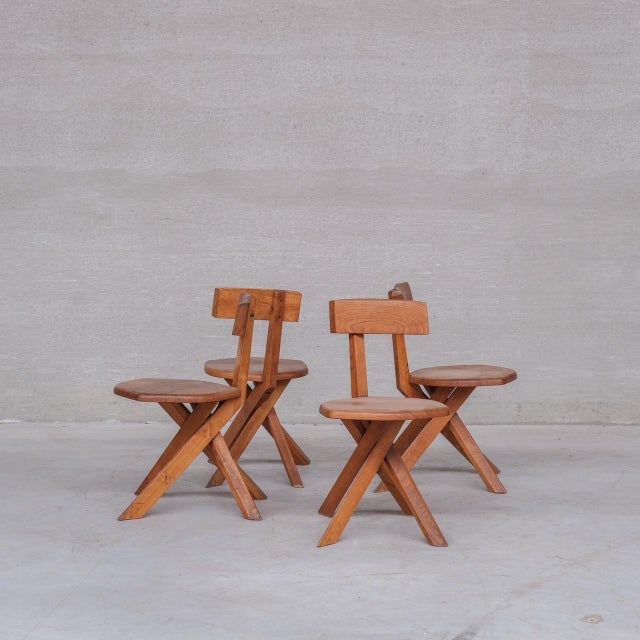 A rare elm desk or dining chair by Pierre Chapo. An original, not the poor modern Chapo Creation copies. France, c1970s....