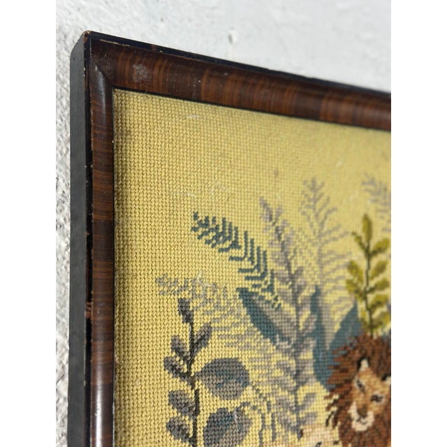 Textile Vintage Lion Needlepoint, Framed For Sale - Image 7 of 8