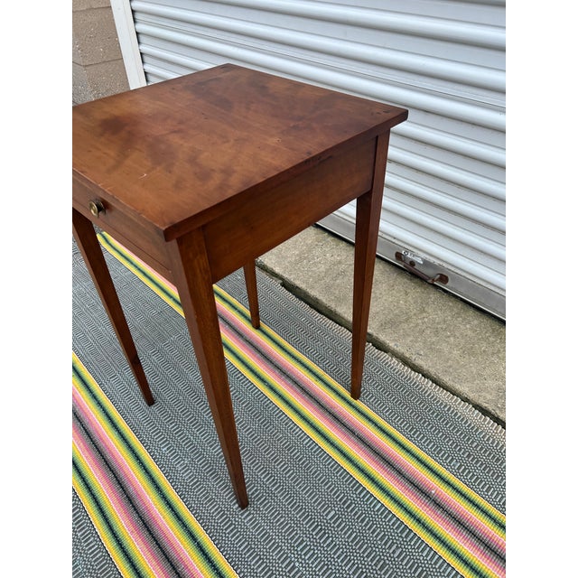 A Hepplewhite Cherry Tapered Leg One Drawer Side Table, Pennsylvania, Circa 1800 For Sale - Image 4 of 12