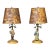 Pair of Cold Painted Bronze Figural Lamps With Mottled Paper Shades For Sale