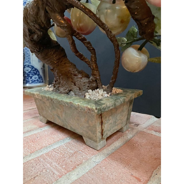 Mid 20th Century Vintage HandCarved Jade & Stone Bonsai Tree With 21 Peaches Chairish