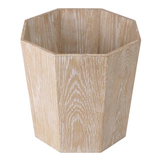 Miles Redd for The Lacquer Company Octagonal Wastebasket In Cerused Oak For Sale