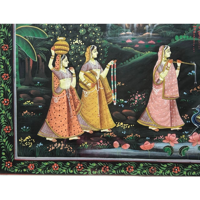 Indian Vintage Original Large Framed Indian Hindu Wedding Painting For Sale - Image 3 of 6