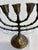Mid-Century Modern Vintage Solid Brass Seven-Branch Menorah Candelabra For Sale - Image 3 of 9