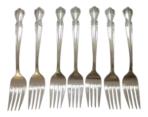 Vintage Rogers & Bro. Reinforced Silver Plated Set of 7 Dessert / Salad Forks