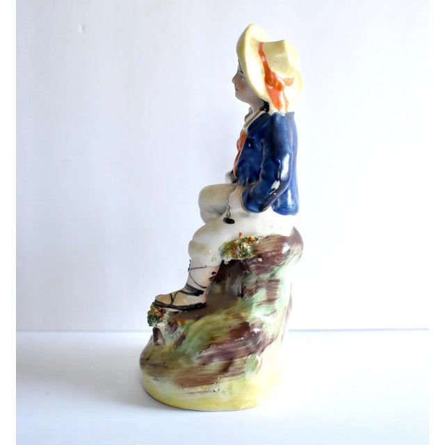 Antique Mid-19th-Century Staffordshire Figurine of a Boy, Monkey, and Organ Grinder For Sale In San Francisco - Image 6 of 13