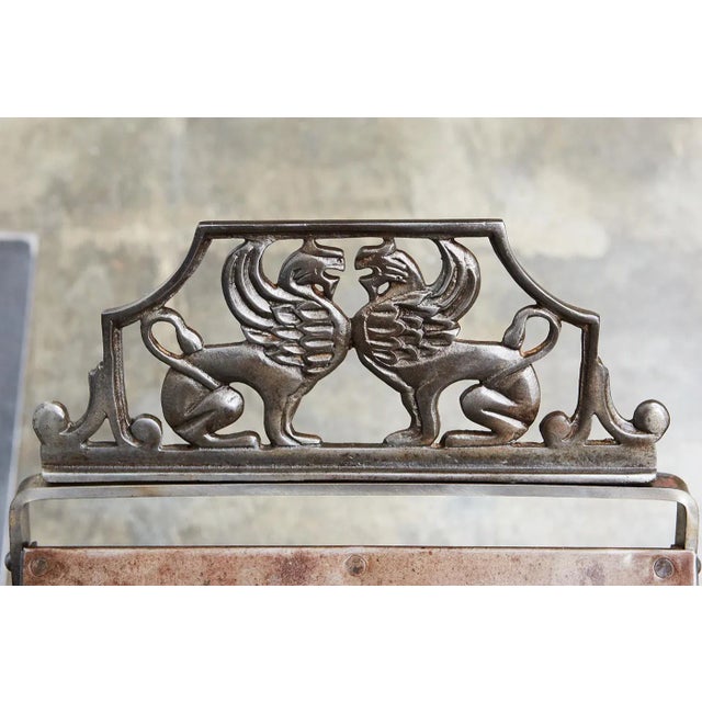1920s 1920s Metal Stool With Griffin Detail For Sale - Image 5 of 5