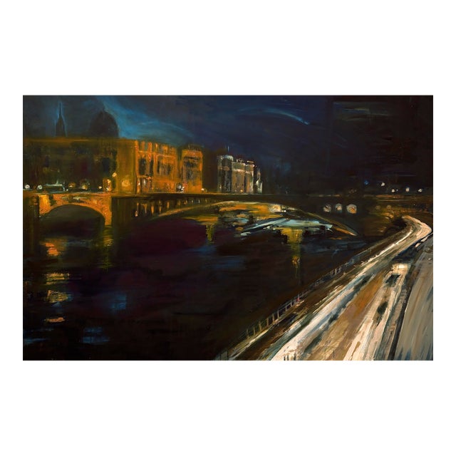 Large Giclee Print "Paris Evening by the Seine" 24x36 For Sale