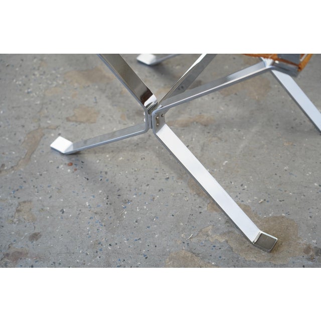 1970s Set of 4 Alessandro Albrizzi Chrome & Cognac Suede Director Chairs For Sale In Las Vegas - Image 6 of 17