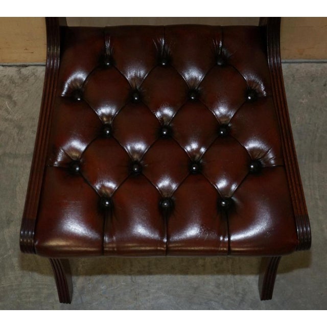 Vintage Hand Dyed Brown Leather Chesterfield Tufted Dining Chairs, Set of 6 For Sale - Image 18 of 18