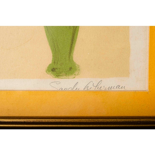 Mid-Century Modern 1970s Sandu Liberman “Shabbas Candles VIII B” Signed Lithograph, Framed For Sale - Image 3 of 8