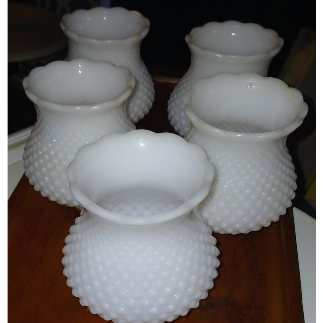 Vintage Hobnail Milk Glass Chandelier or Sconce Shades, Set of 5 For Sale In Naples, FL - Image 6 of 12