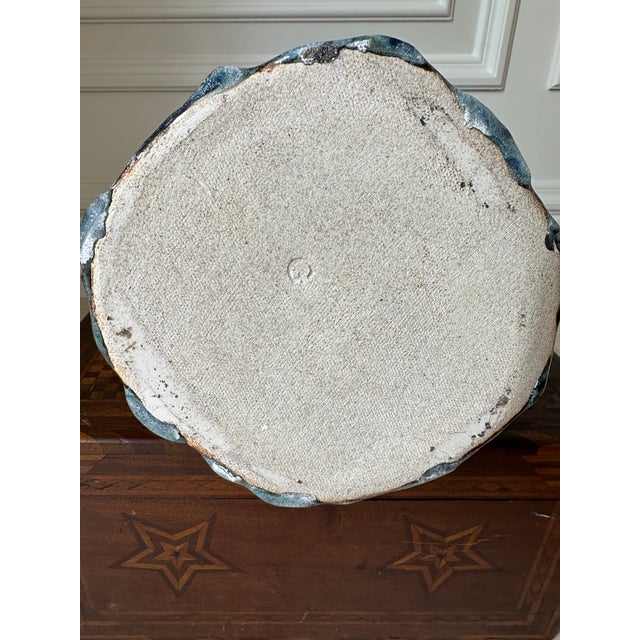 Vintage Large Handcrafted Brutalist Ceramic Vase in Olive Green & Brown For Sale - Image 15 of 18