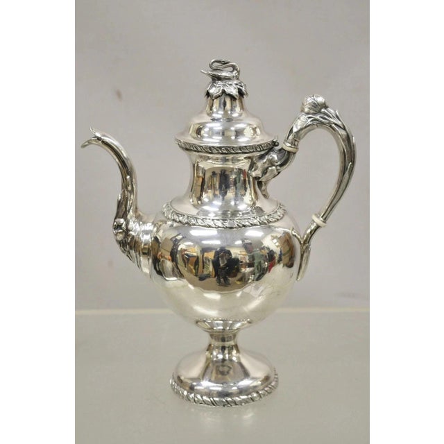 Antique English Regency Swan Finial Silver Plated Tea Service Set - 3 pcs For Sale - Image 4 of 12